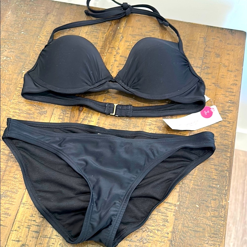 NWT xhilaration Black Bikini bathing suit is size M